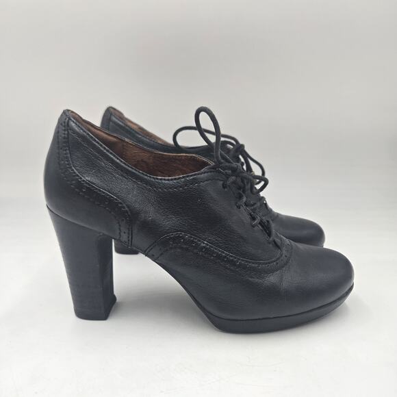 Clarks Indigo Loyal Aster Lace-Up Mary Jane Pumps Black Leather Womens Size 7 - Picture 1 of 6